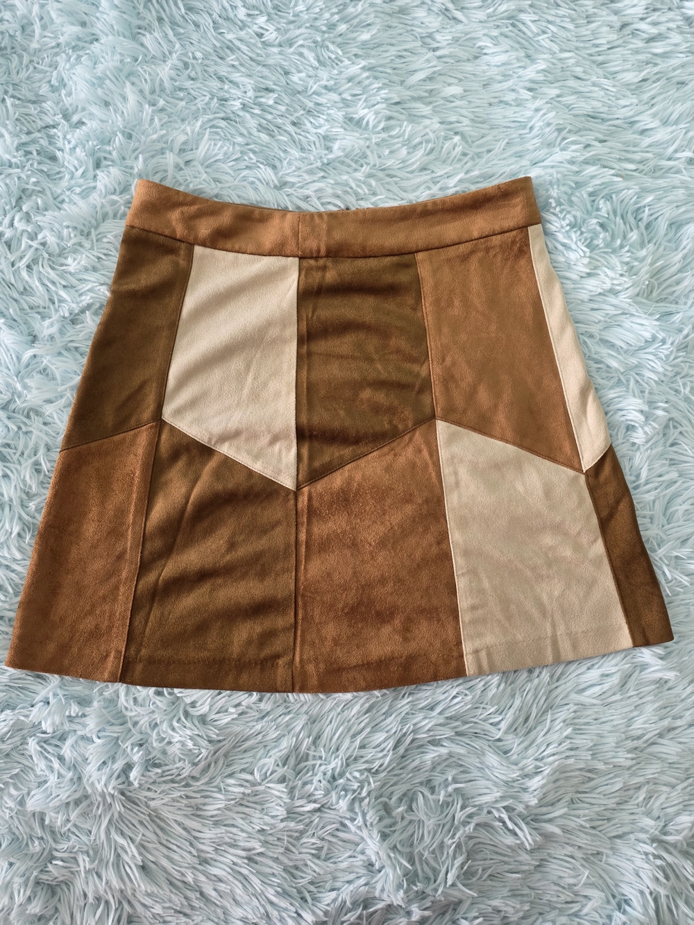 Boho Retro Altar'd State Patchwork Suede Skirt - Size Small